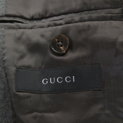 مملوكة مسبقًا Gucci Grey Cashmere Blend Crest Detail Blazer L