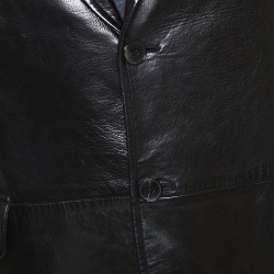 Gucci Black Leather Blazer XL