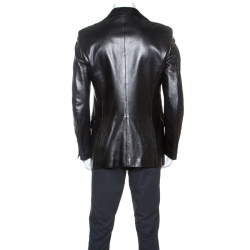 Gucci Black Leather Blazer XL