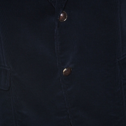 Gucci Dark Blue Wood Button Detail Corduroy Blazer XL