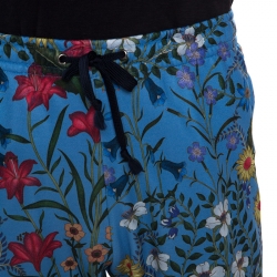 Gucci Blue Floral Printed Jersey Drawstring Waist Track Pants XL