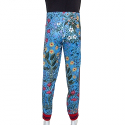 Gucci Blue Floral Printed Jersey Drawstring Waist Track Pants XL