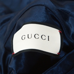 Gucci Blue and Red Satin Striped Trim Reversible Bomber Jacket XXL