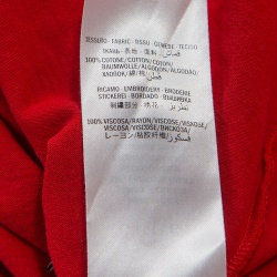 Pre Owned Gucci Red Logo Printed Cotton Dragon Embroidered T-Shirt XL