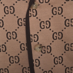 Gucci Beige Monogram Patterned Knit Blazer XXL