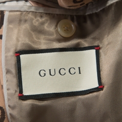 Gucci Beige Monogram Patterned Knit Blazer XXL