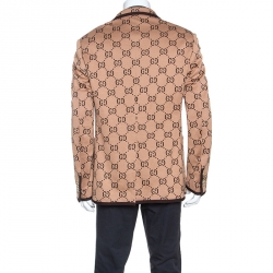 Gucci Beige Monogram Patterned Knit Blazer XXL