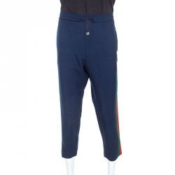 Gucci Blue Web Striped Wool Track Pants XXL