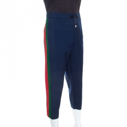 Gucci Blue Web Striped Wool Track Pants XXL