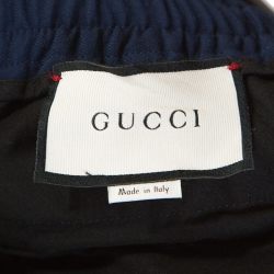 Gucci Blue Web Striped Wool Track Pants XXL