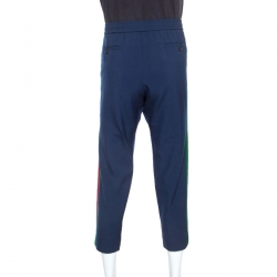 Gucci Blue Web Striped Wool Track Pants XXL