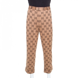 Gucci Beige Logo Monogram Patterned Jersey Trousers XXL