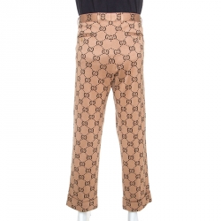 Gucci Beige Logo Monogram Patterned Jersey Trousers XXL