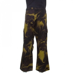 Gucci Olive and Black Printed Cotton Wide Leg Cargo Pants L 