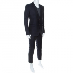 Gucci Navy Blue Striped Wool Tailored Suit M