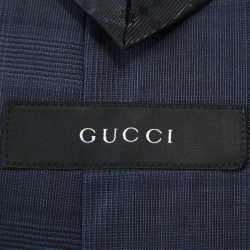 Gucci Blue Glen Check Wool Tailored Suit L