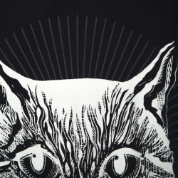 Gucci Charcoal Grey Cotton Worn In Effect Black Cat T-shirt XL