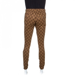 Gucci Brown Monogram Jersey Contrast Trim Detail Track Pants M