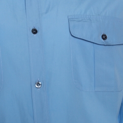 Gucci Blue Cotton Embroidered Epaulette Detail Duke Shirt L