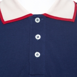 Gucci Navy Blue Cotton Contrast Collar Polo T-Shirt L