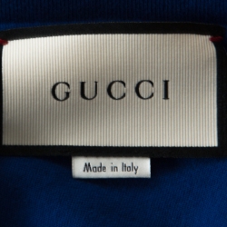 Pre Owned Gucci Blue Distressed Snake Print Cotton Soave Amore T-Shirt L