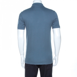 Gucci Grey Logo Print Pique Cotton Skinny Fit Polo T-Shirt M