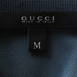 Gucci Grey Logo Print Pique Cotton Skinny Fit Polo T-Shirt M
