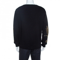 Pre Owned Gucci Black Logo Print Cotton Embellished Sweatshirt S