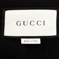 Pre Owned Gucci Black Logo Print Cotton Embellished Sweatshirt S
