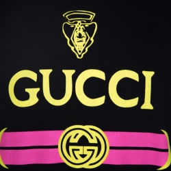 Pre Owned Gucci Black Logo Print Cotton Embellished Sweatshirt S