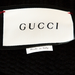 Gucci Black Web Striped Wool Cable Knit Sweater M