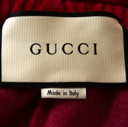 Gucci Red Logo Embroidered Velvet Track Shorts M