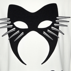 Pre Owned Gucci Off White Logo Mask Print Cotton Oversized T-Shirt XS