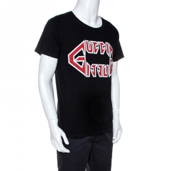 Gucci Black Metal Logo Print Cotton Oversized T-Shirt XS