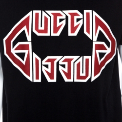 Gucci Black Metal Logo Print Cotton Oversized T-Shirt XS