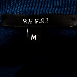 Pre Owned Gucci Navy Blue Wool Long Sleeve V Neck Sweater M