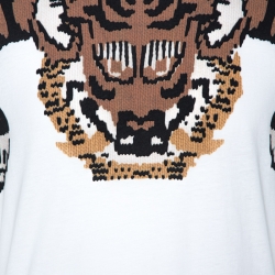 Gucci White Tiger Print Cotton Crew Neck T-Shirt M
