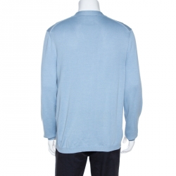 Gucci Light Blue Silk Blend Knit Button Front Cardigan XL