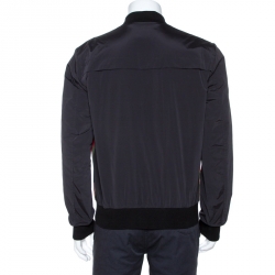 Gucci Black Web Detail Zip Front Bomber Jacket XL