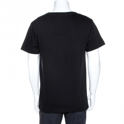Gucci Black Logo Print Cotton Oversized Crew Neck T-Shirt M