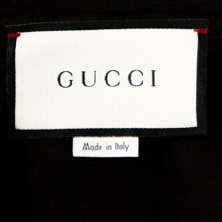 Gucci Black Logo Print Cotton Oversized Crew Neck T-Shirt M
