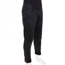 Gucci Dark Grey Denim Web Trim Hem Detail Slim Fit Jeans M