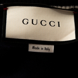 Gucci Navy Blue Wool Knit Bee Appliqued V Neck Sweater L