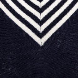 Gucci Navy Blue Wool Knit Bee Appliqued V Neck Sweater L