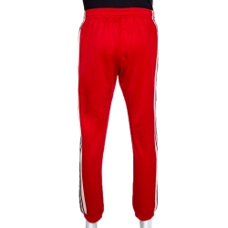 Pre Owned Gucci Red Technical Jersey Contrast Logo Tape Detail Track Pants M