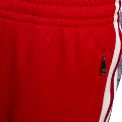 Pre Owned Gucci Red Technical Jersey Contrast Logo Tape Detail Track Pants M