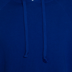 Pre Owned Gucci Royal Blue Cotton Logo Tape Detail Hooded Sweatshirt S