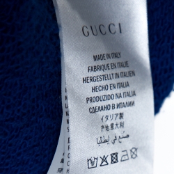 Pre Owned Gucci Royal Blue Cotton Logo Tape Detail Hooded Sweatshirt S