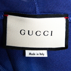 Pre Owned Gucci Purple Logo Print Cotton Washed Effect Hooded Sweatshirt M
