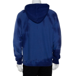 Pre Owned Gucci Purple Logo Print Cotton Washed Effect Hooded Sweatshirt M